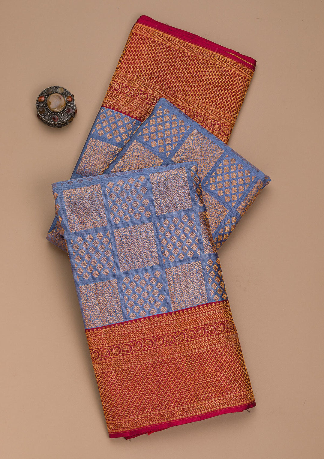 Grey Zariwork Pure Silk Saree-Koskii