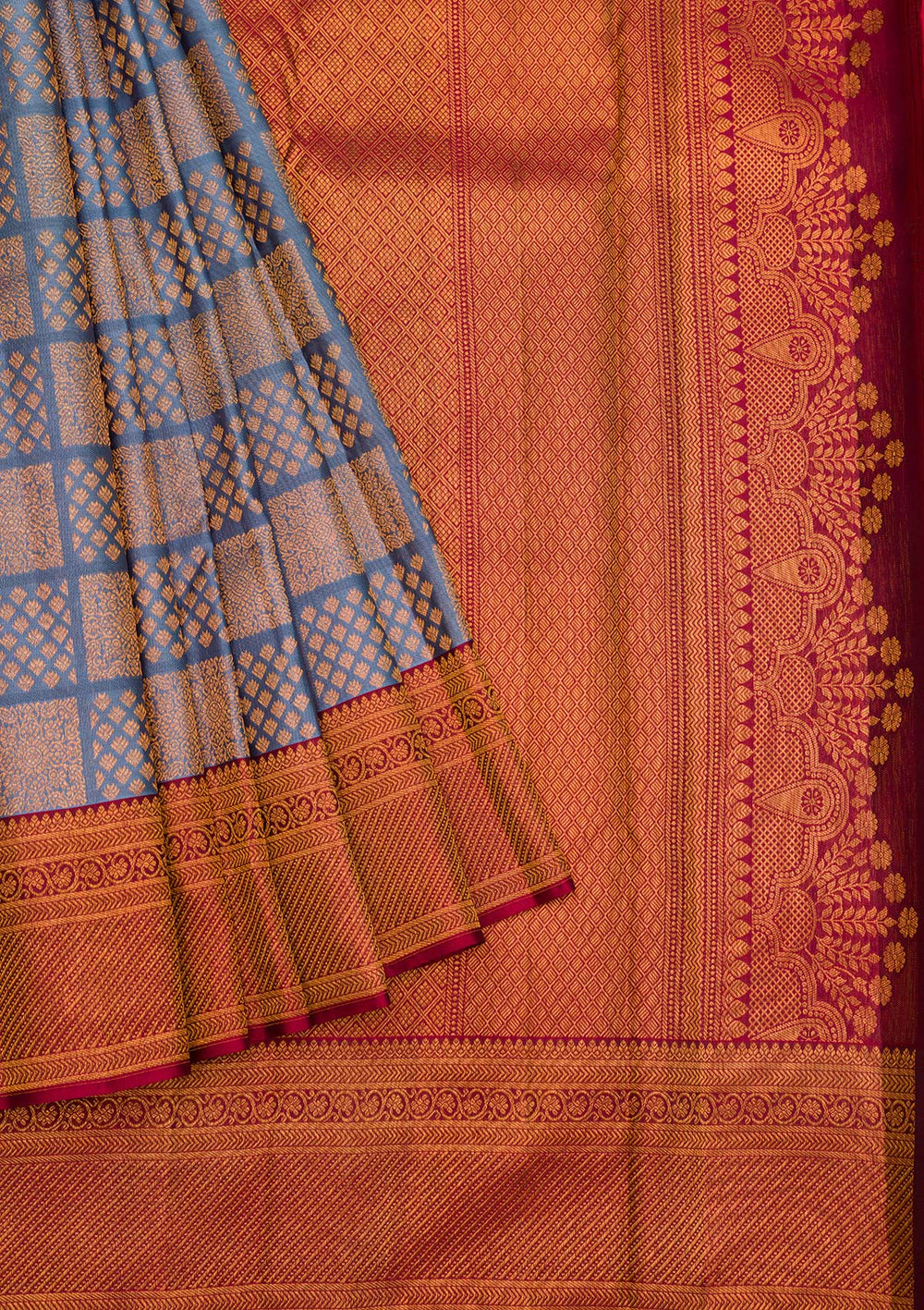 Grey Zariwork Pure Silk Saree-Koskii