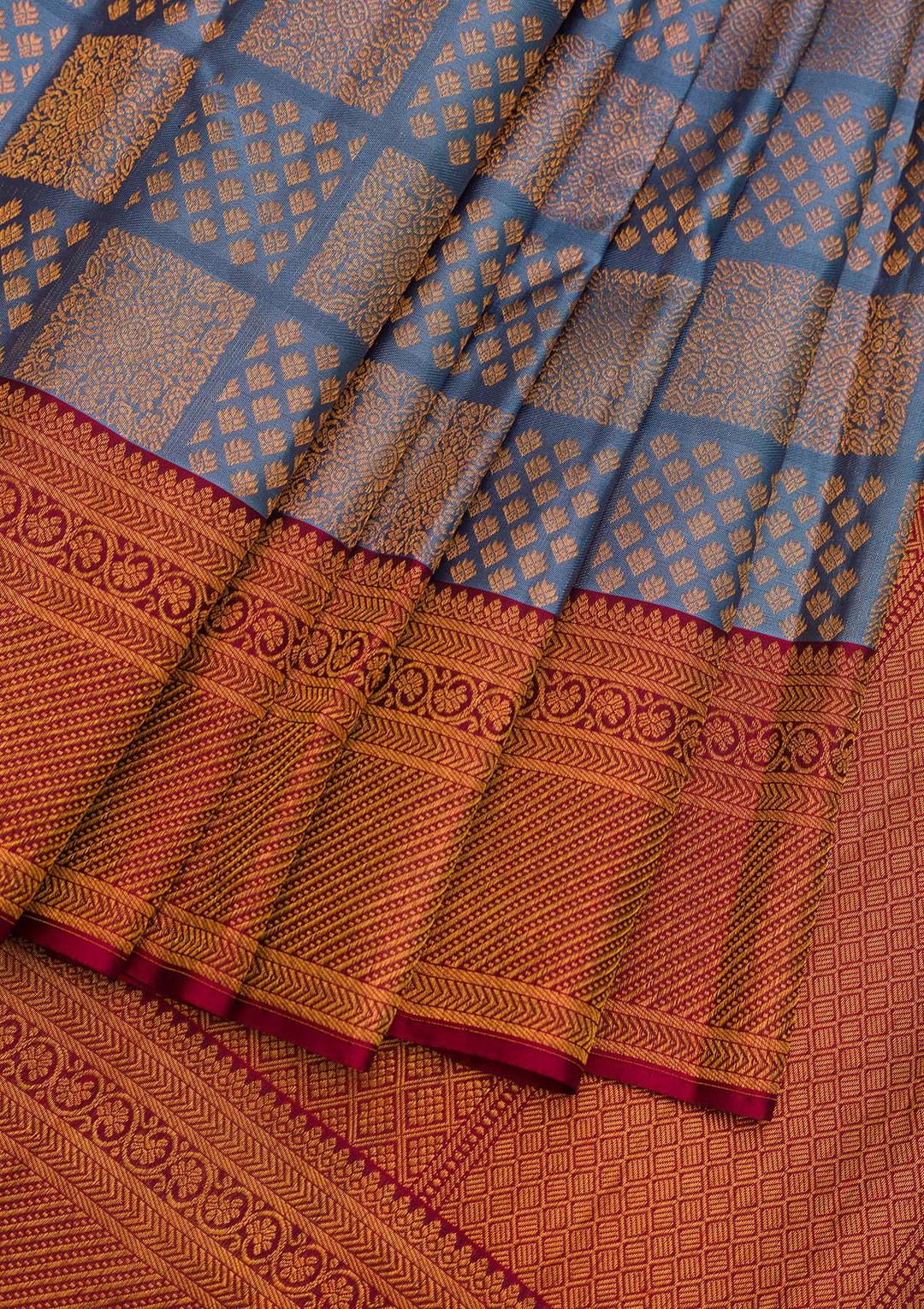 Grey Zariwork Pure Silk Saree-Koskii