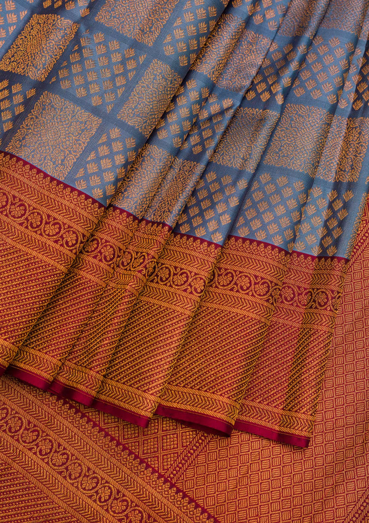 Grey Zariwork Pure Silk Saree-Koskii