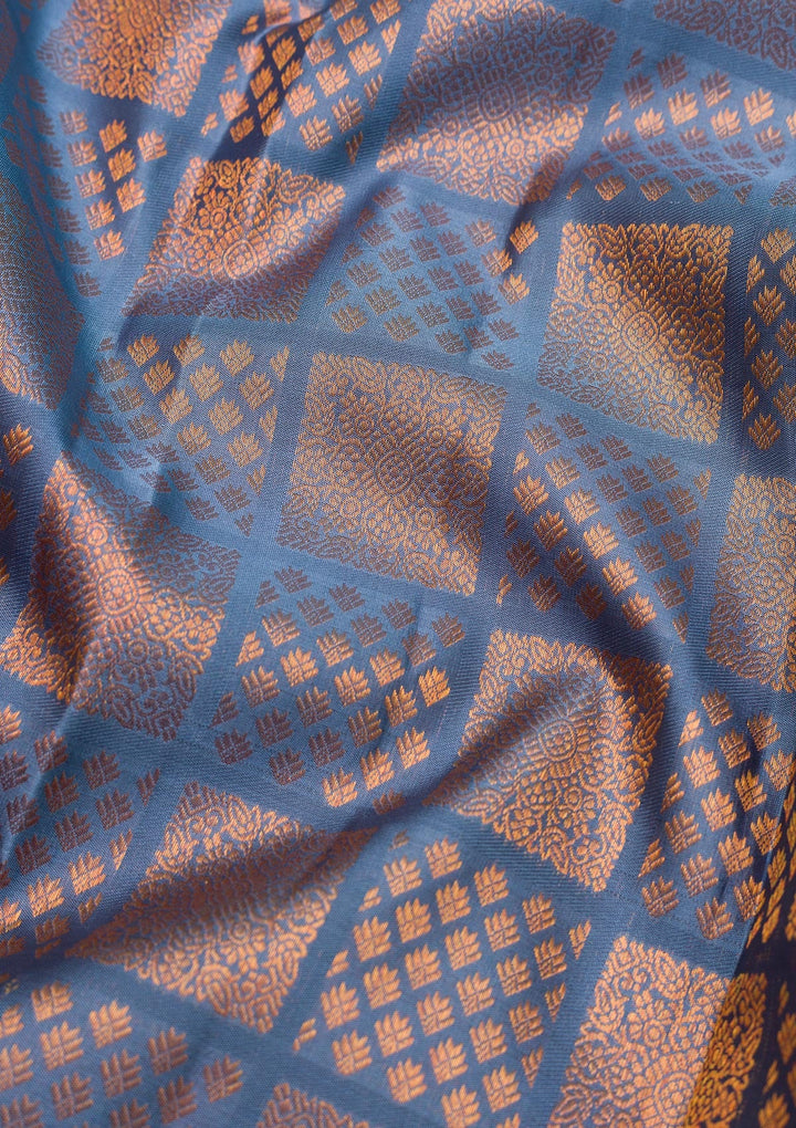 Grey Zariwork Pure Silk Saree-Koskii