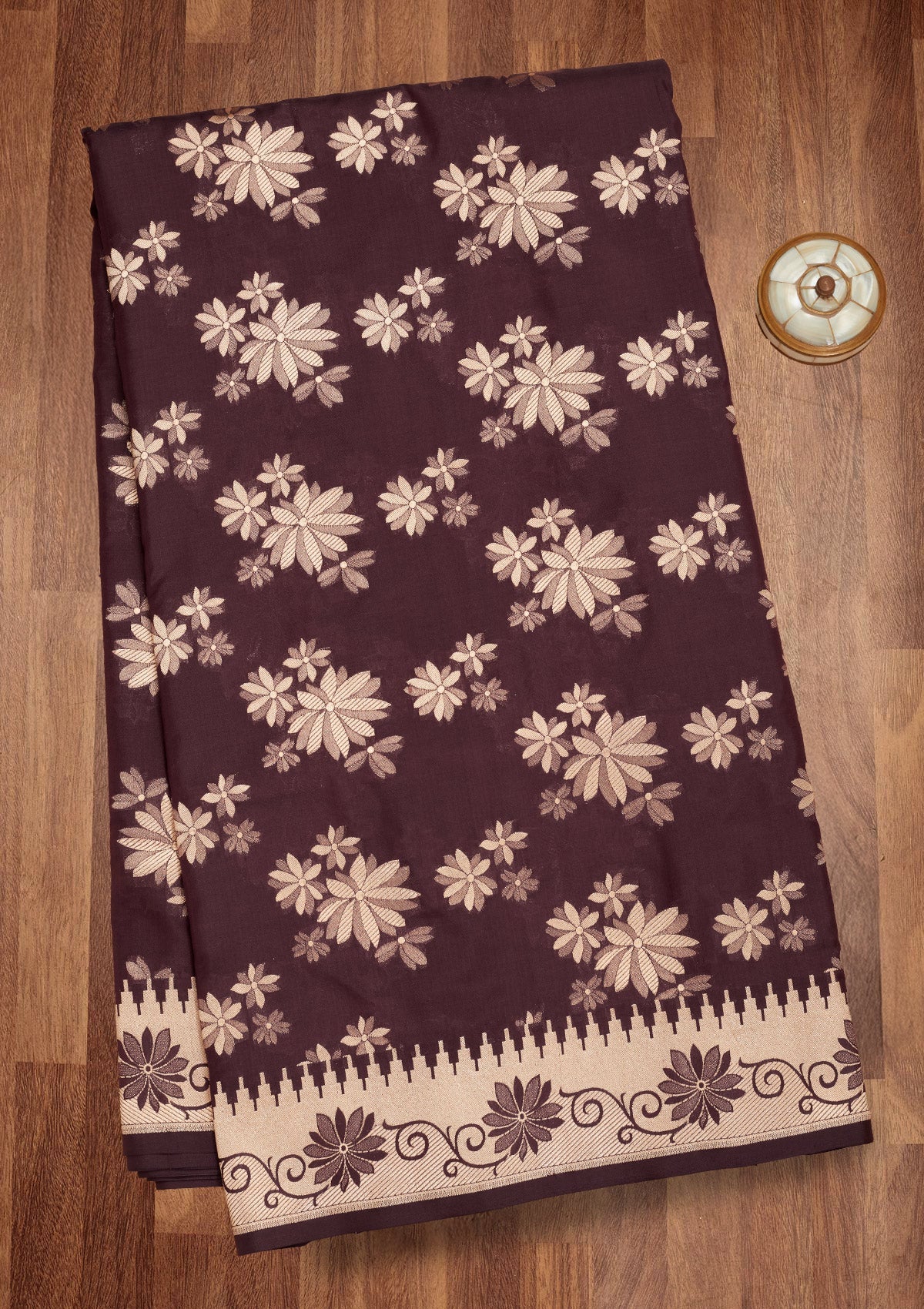 Dark Grey Zariwork Pure Silk Saree-Koskii