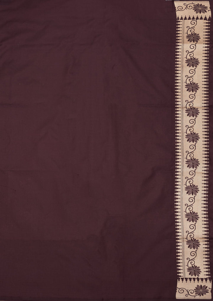 Dark Grey Zariwork Pure Silk Saree-Koskii