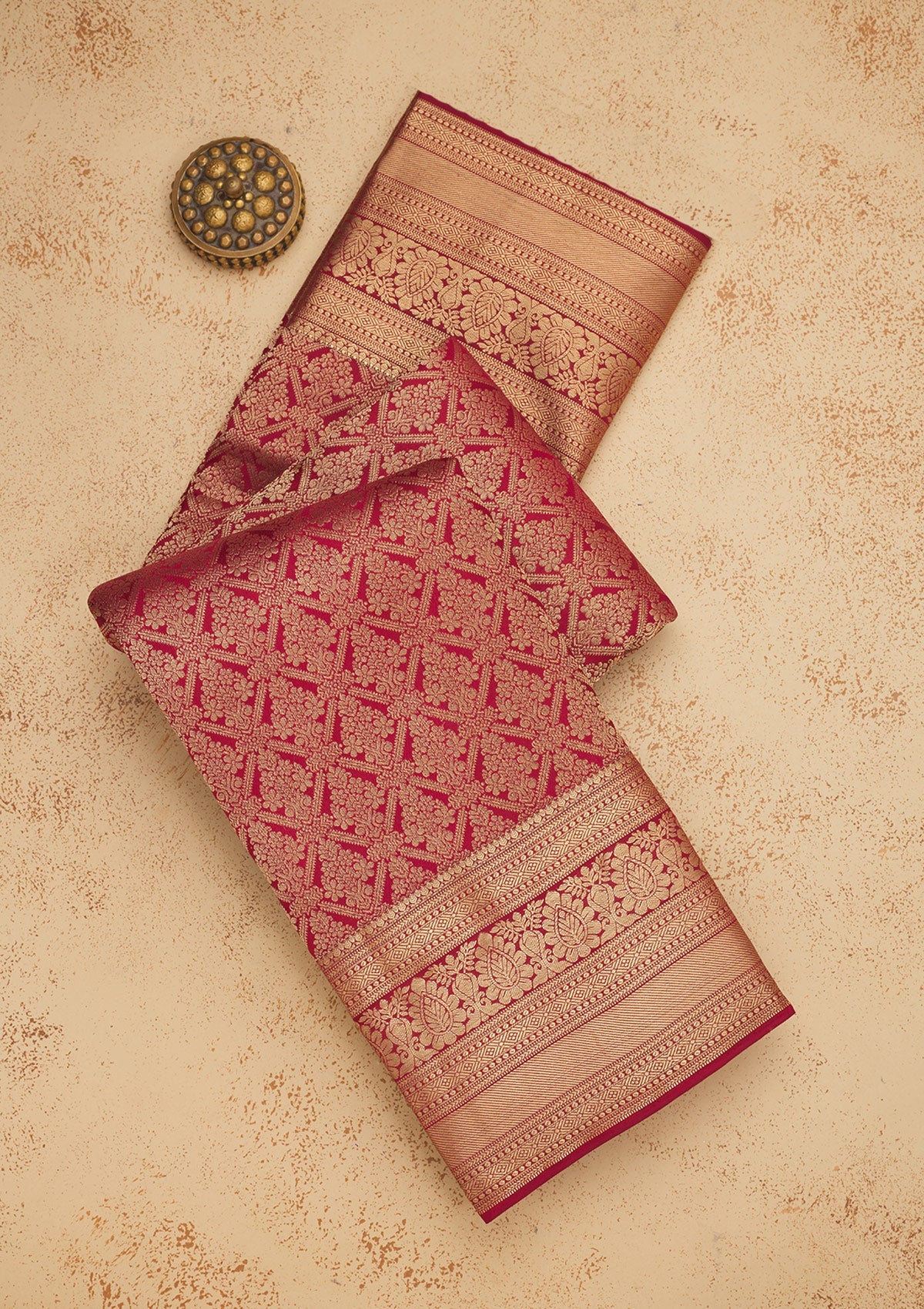 Dark Maroon Zariwork Pure Silk Saree-Koskii