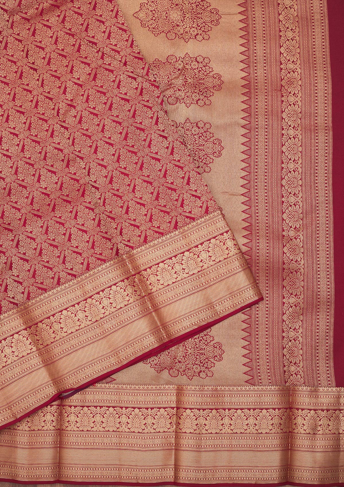 Dark Maroon Zariwork Pure Silk Saree