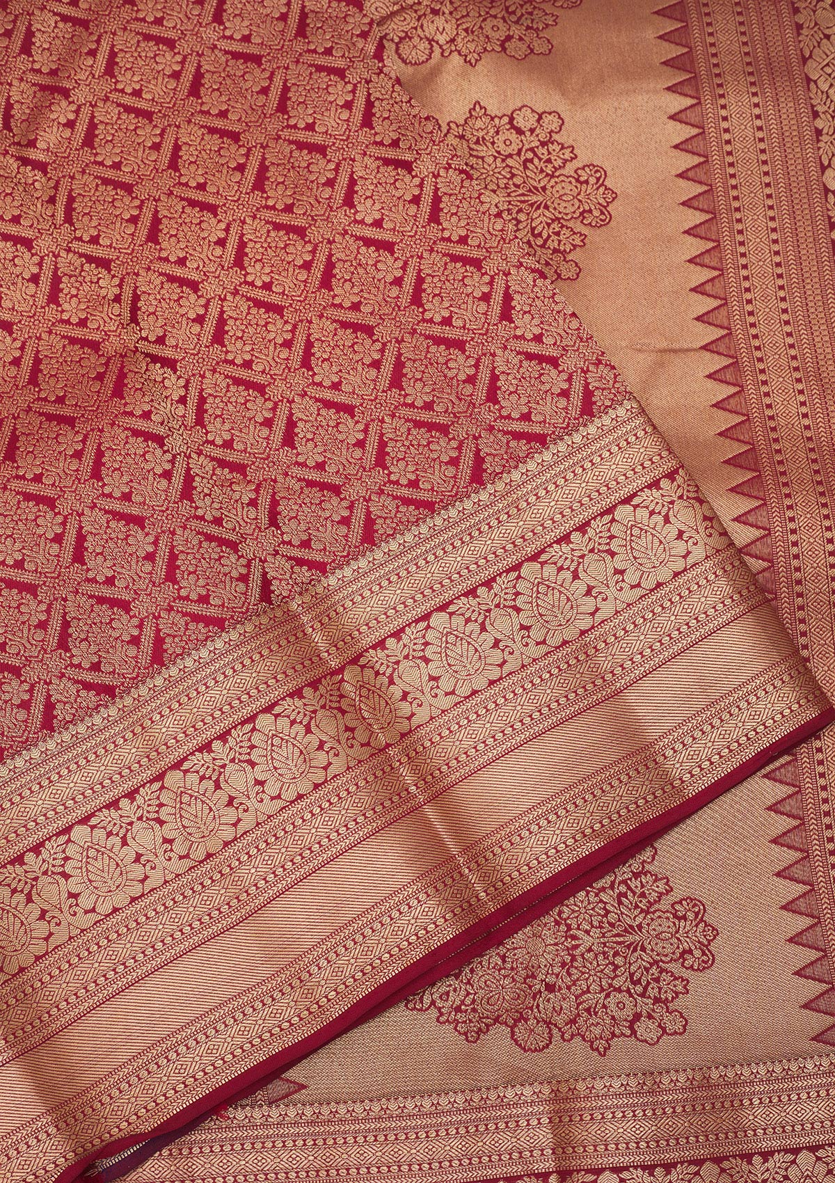Dark Maroon Zariwork Pure Silk Saree