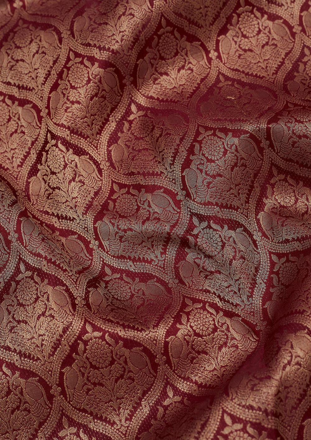 Dark Maroon Zariwork Pure Silk Saree-Koskii