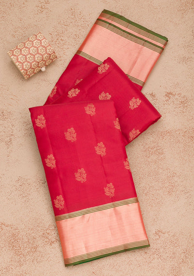 Dark Maroon Zariwork Pure Silk Saree-Koskii