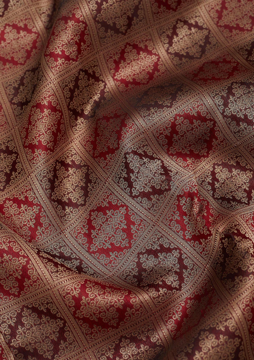 Dark Maroon Zariwork Pure Silk Saree-Koskii