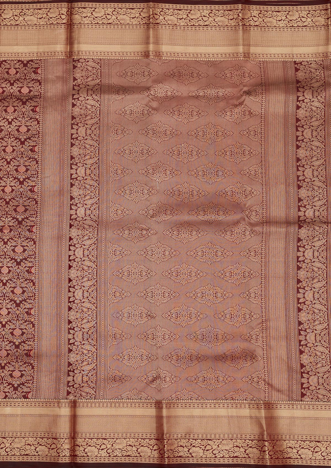 Dark Maroon Zariwork Pure Silk Saree-Koskii