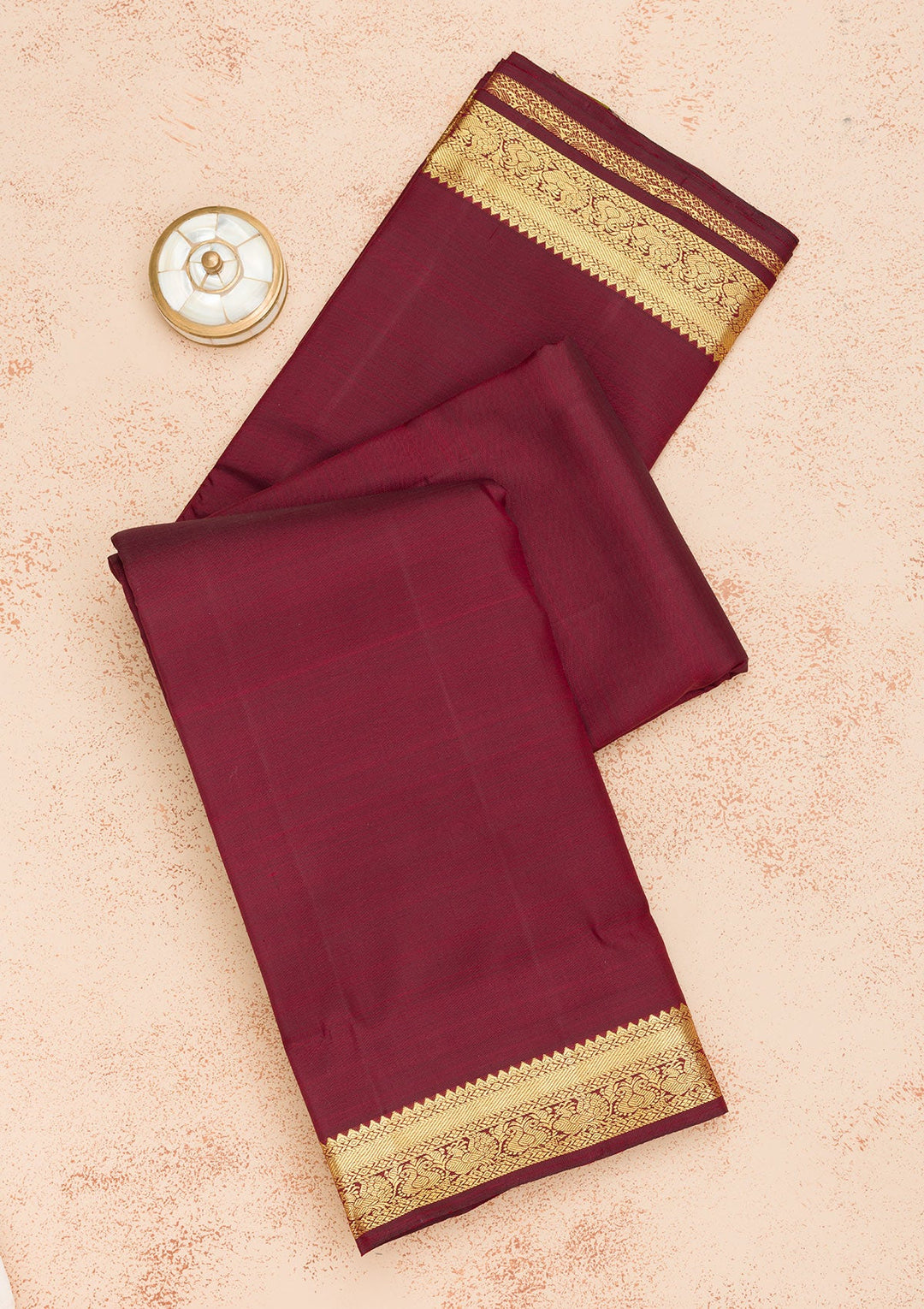 Dark Maroon Zariwork Pure Silk Saree-Koskii