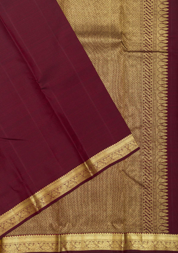 Dark Maroon Zariwork Pure Silk Saree-Koskii