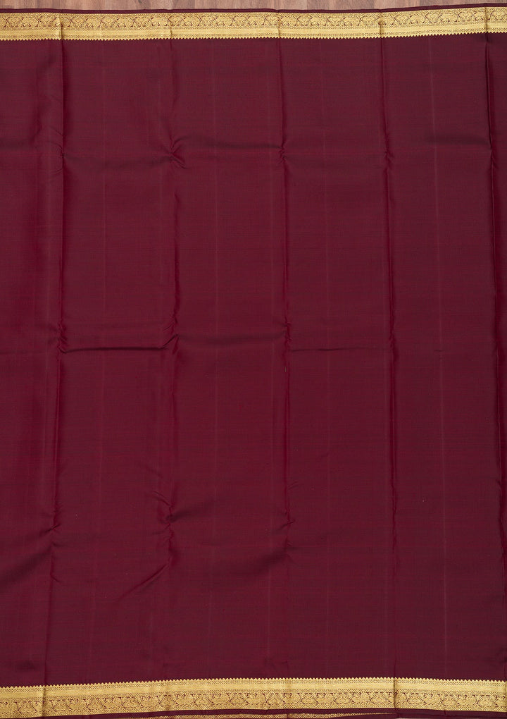 Dark Maroon Zariwork Pure Silk Saree-Koskii