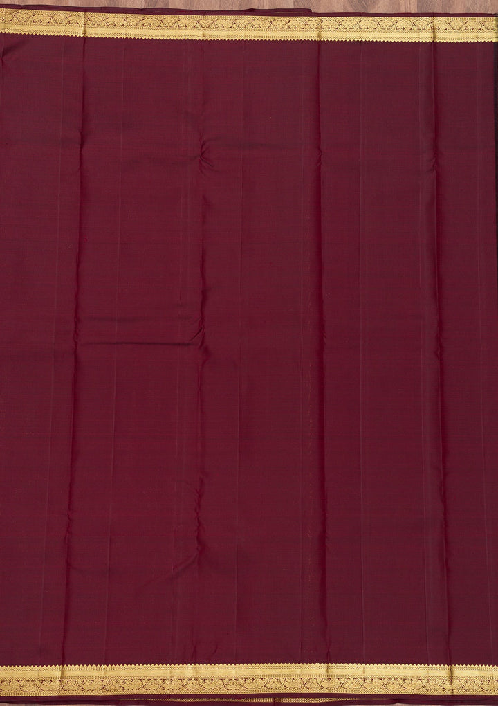 Dark Maroon Zariwork Pure Silk Saree-Koskii