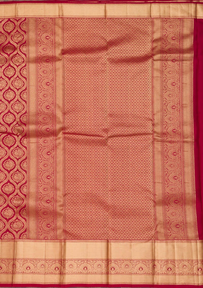 Dark Maroon Zariwork Pure Silk Saree-Koskii