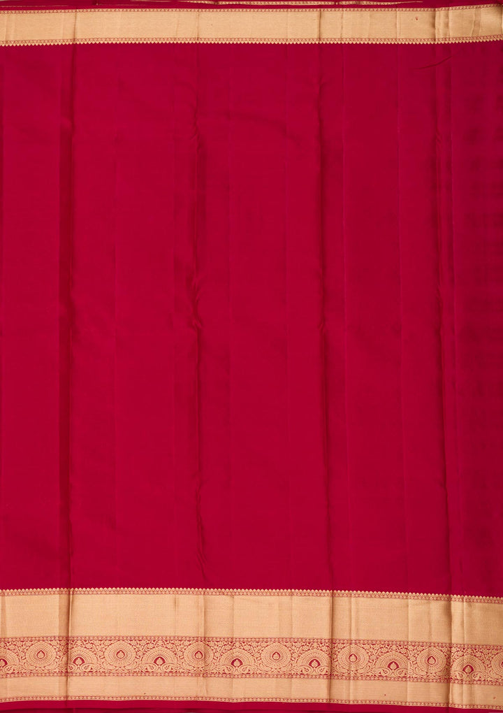 Dark Maroon Zariwork Pure Silk Saree-Koskii