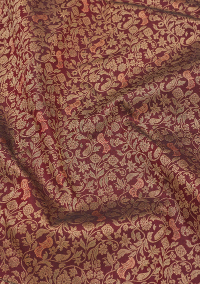 Dark Maroon Zariwork Pure Silk Saree