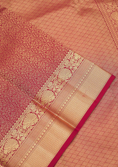 Dark Maroon Zariwork Pure Silk Saree-Koskii