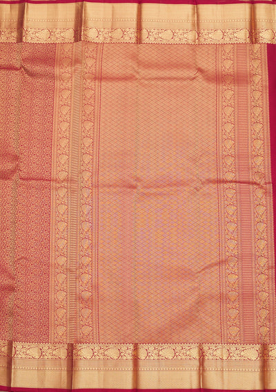 Dark Maroon Zariwork Pure Silk Saree-Koskii