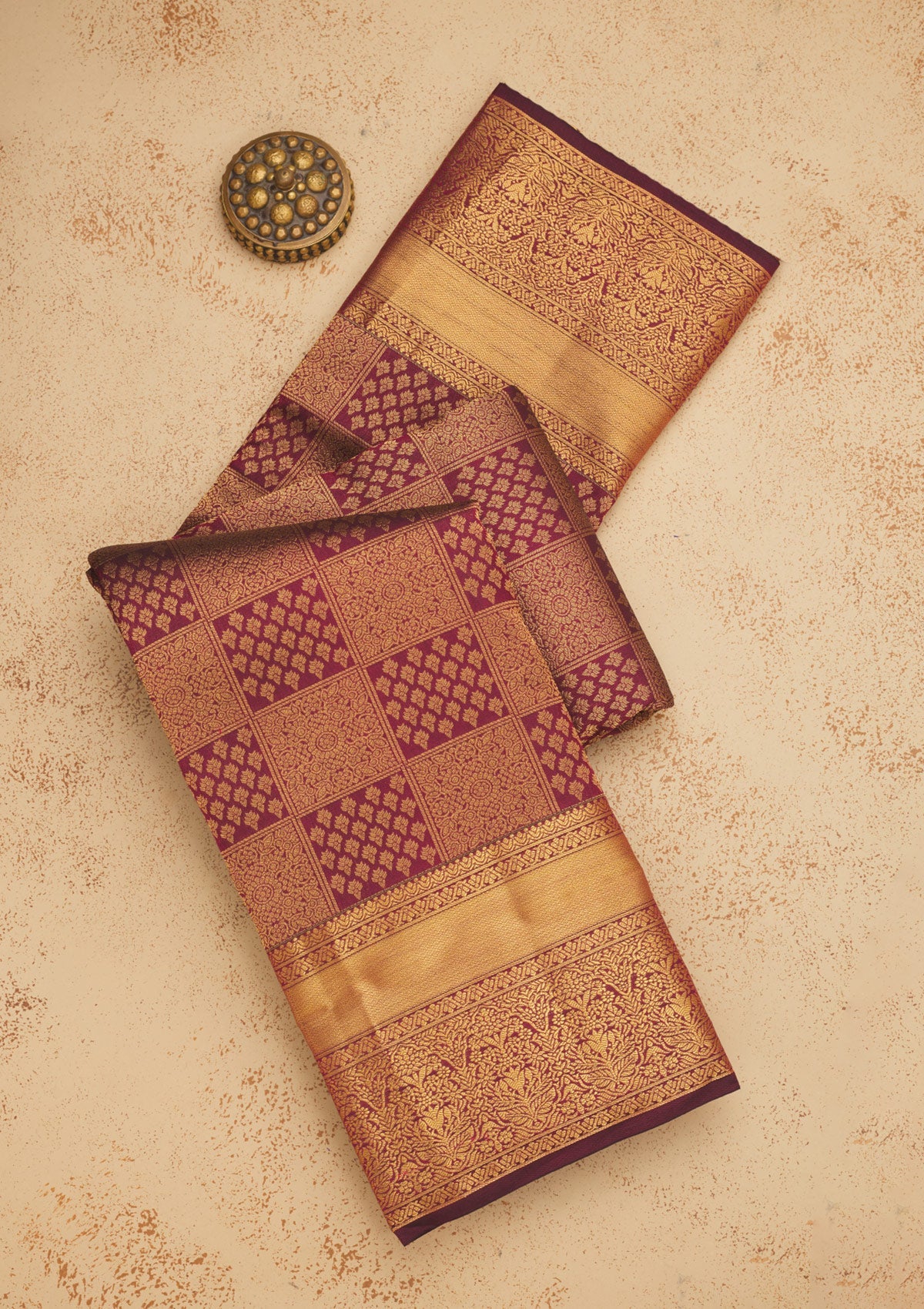 Dark Maroon Zariwork Pure Silk Saree-Koskii