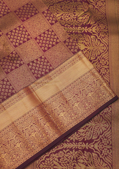 Dark Maroon Zariwork Pure Silk Saree