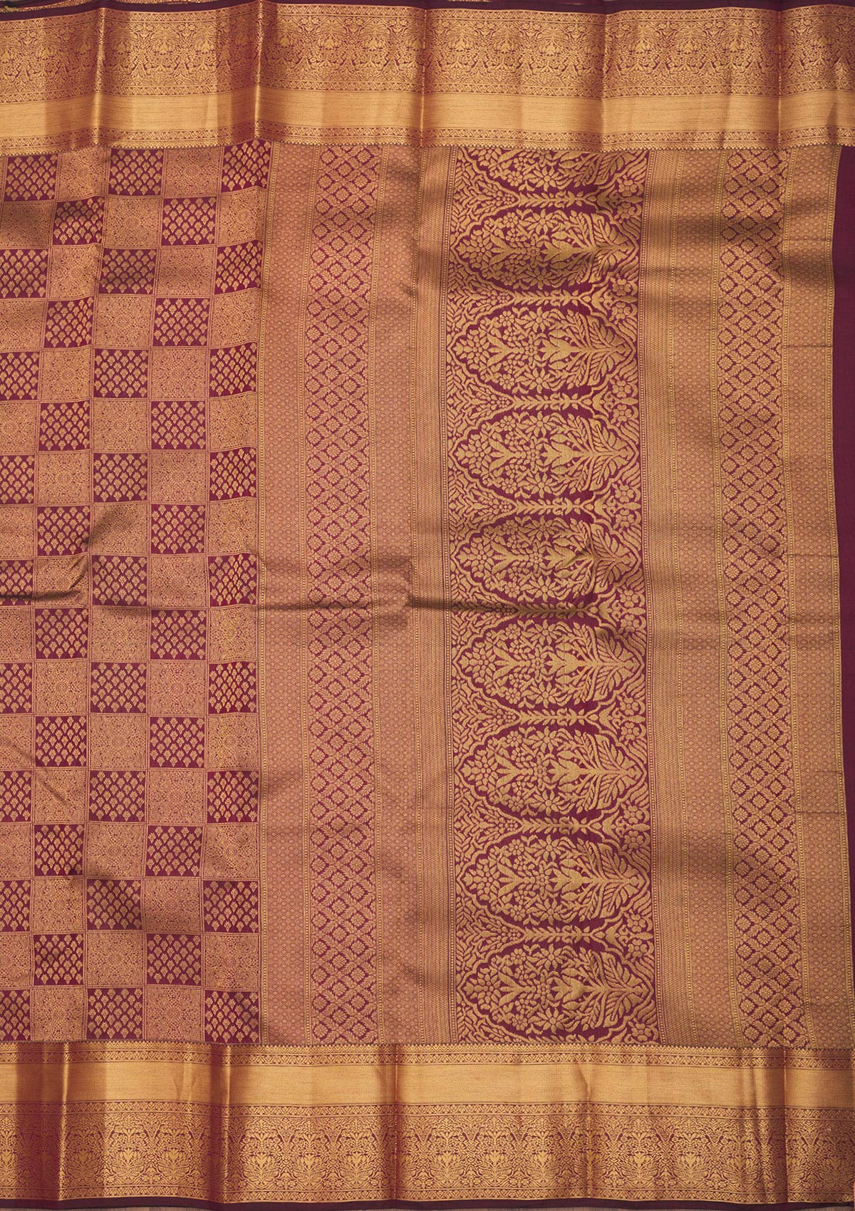 Dark Maroon Zariwork Pure Silk Saree