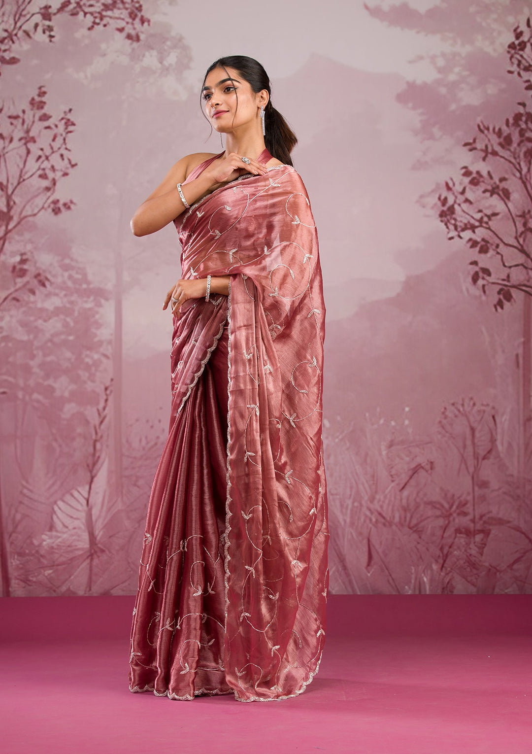 Gold Cutdana Georgette Saree
