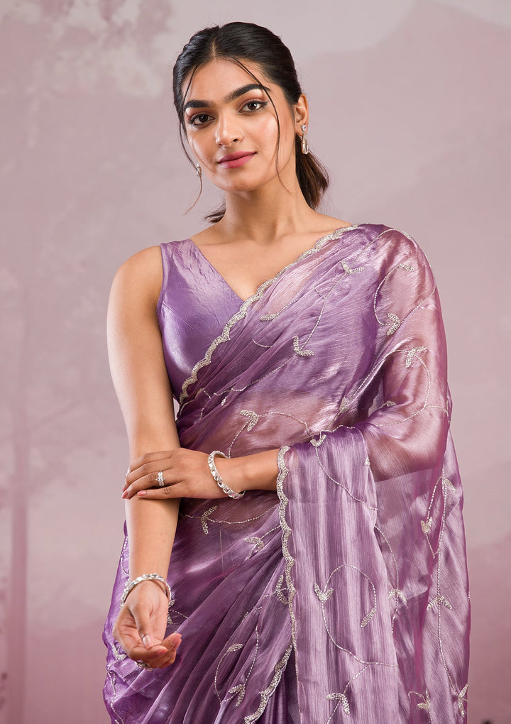 Lavender Cutdana Tissue Saree-Koskii