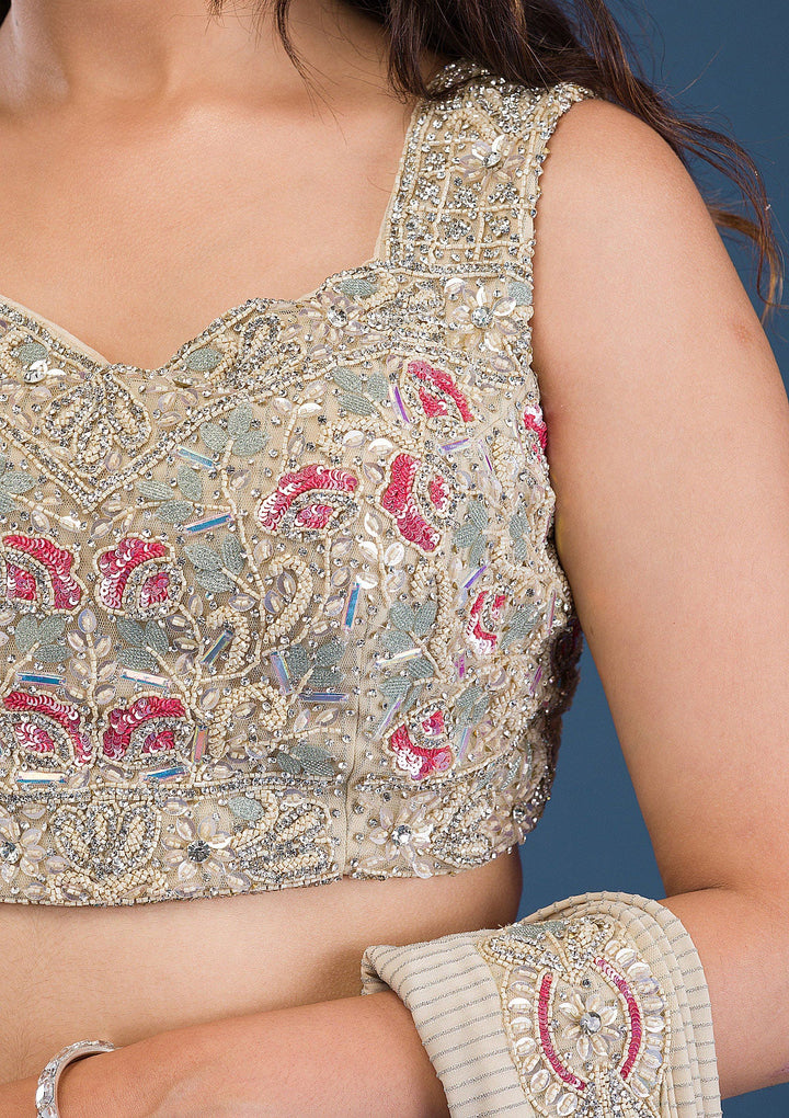 Gold Cutdana Lycra Saree-Koskii