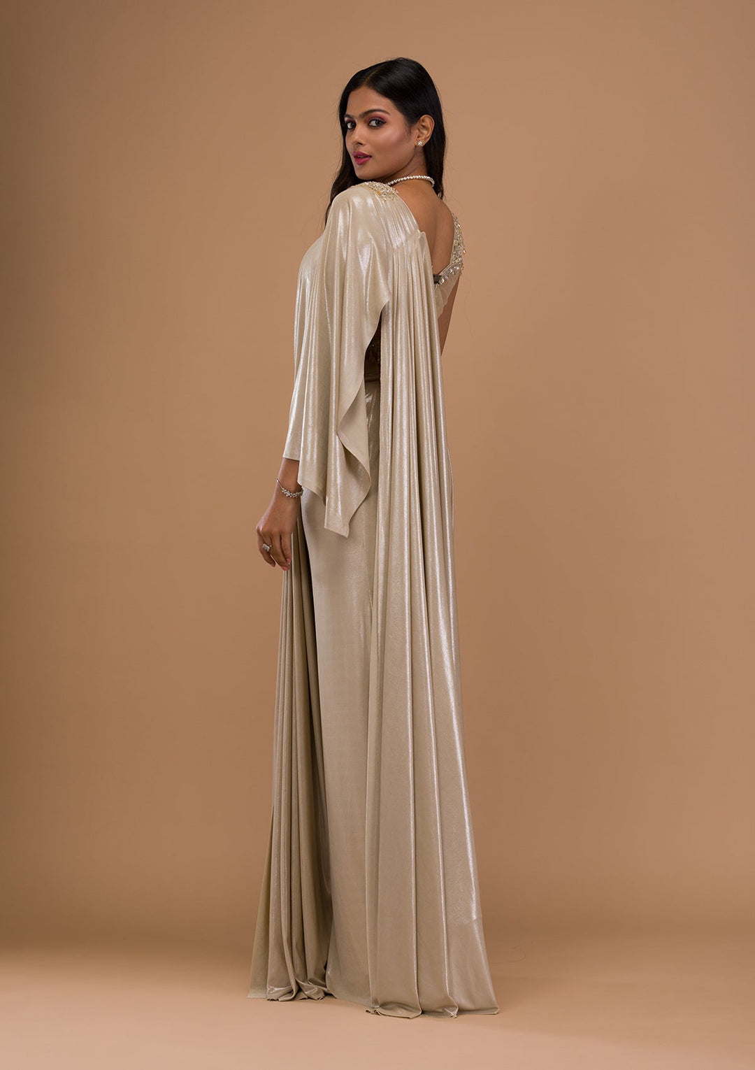 Gold Cutdana Shimmer Saree-Koskii