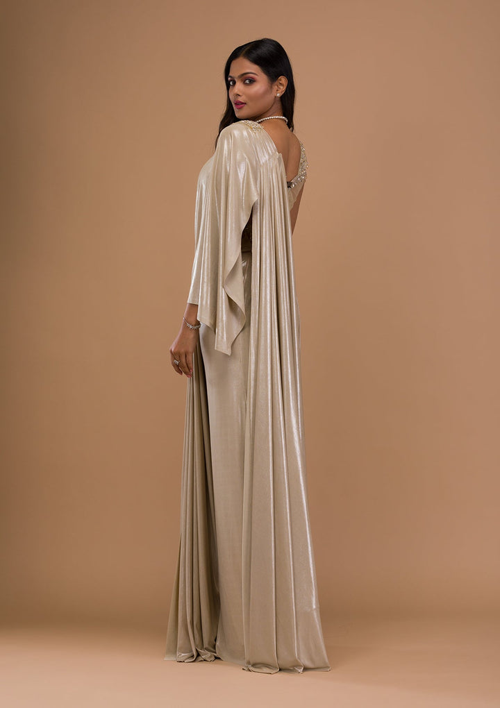 Gold Cutdana Shimmer Saree-Koskii