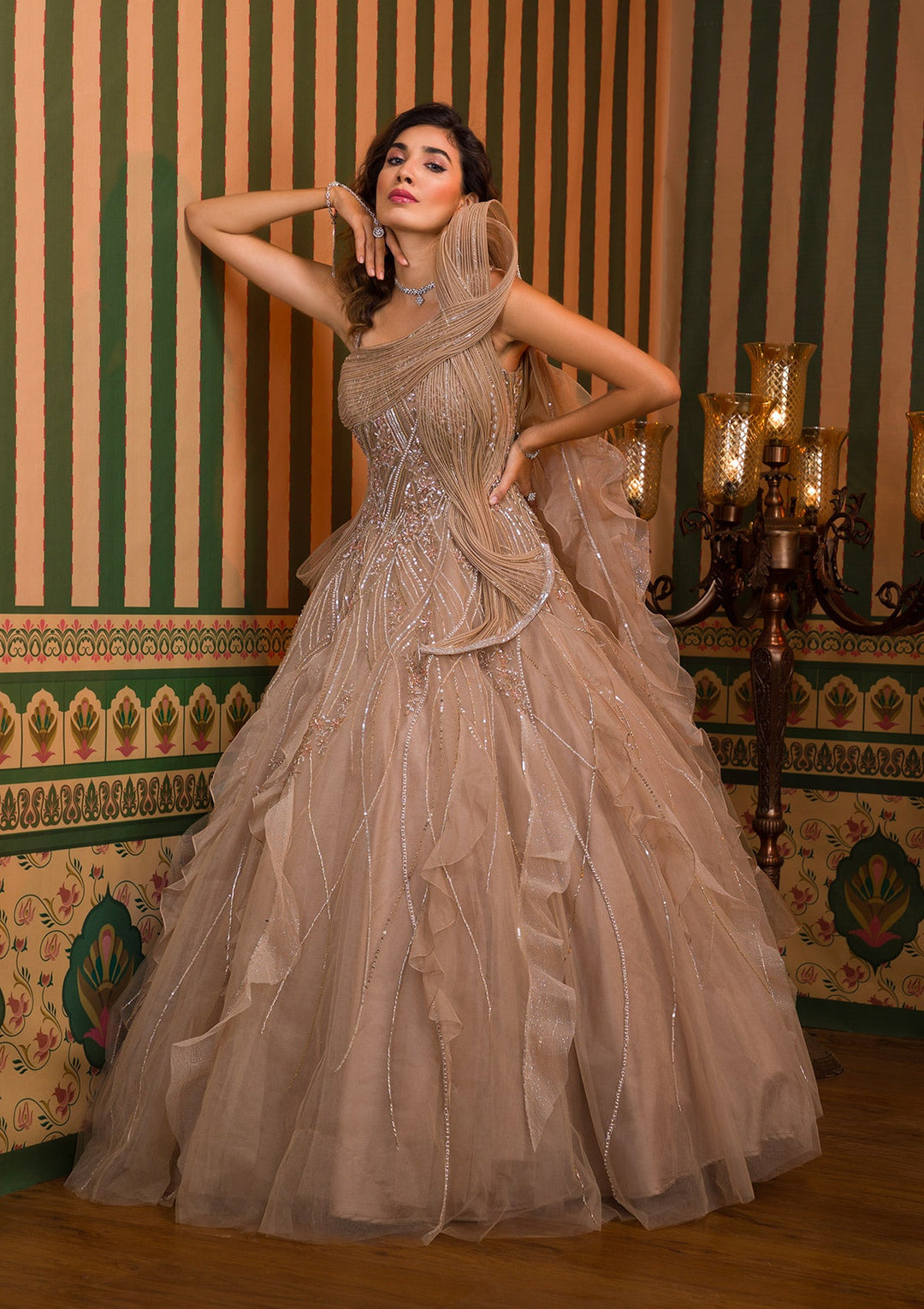 gold tissue dress Maxi dress in Half & Half Copper gold & silver Tissue Shorshe Clothing