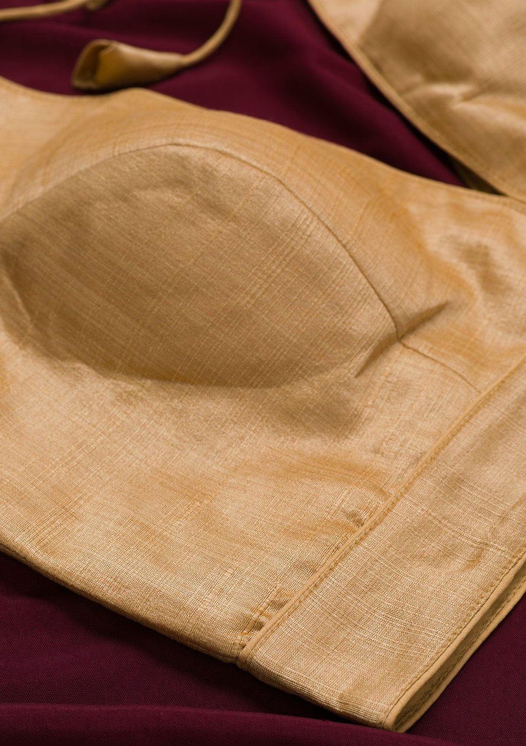 Gold Plain Raw Silk Blouse-Koskii