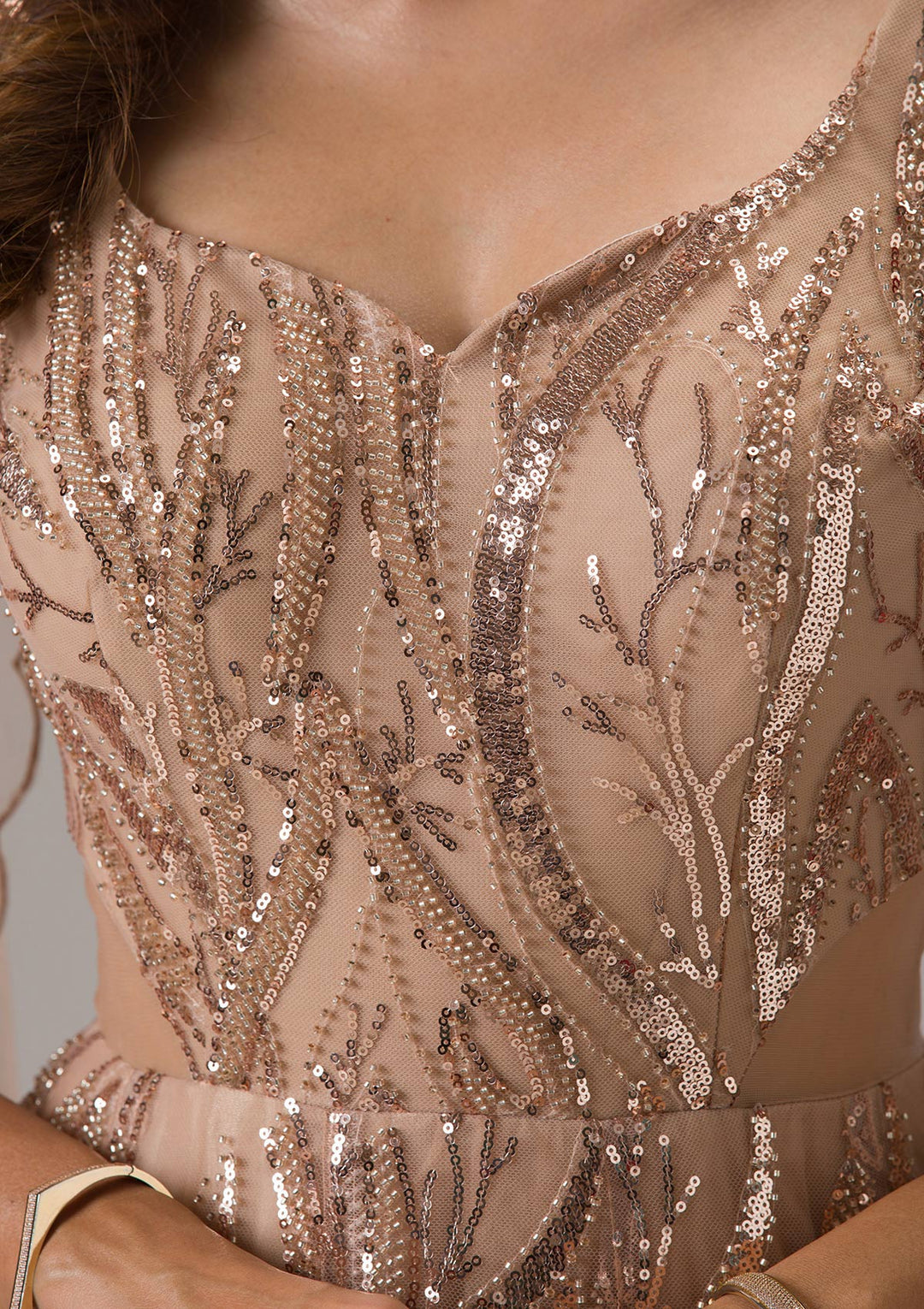 Buy Gold Sequins Lycra Gown - Koskii