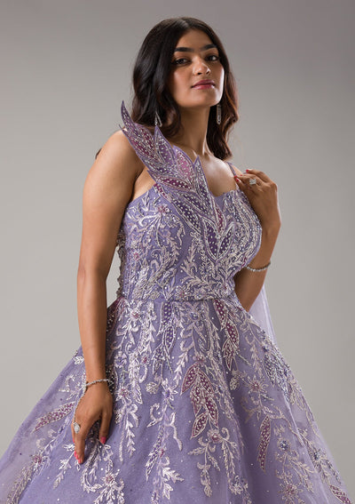 Lavender Sequins Net Gown-Koskii