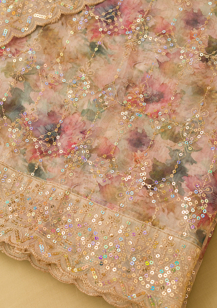 Gold Sequins Tissue Unstitched Salwar Suit