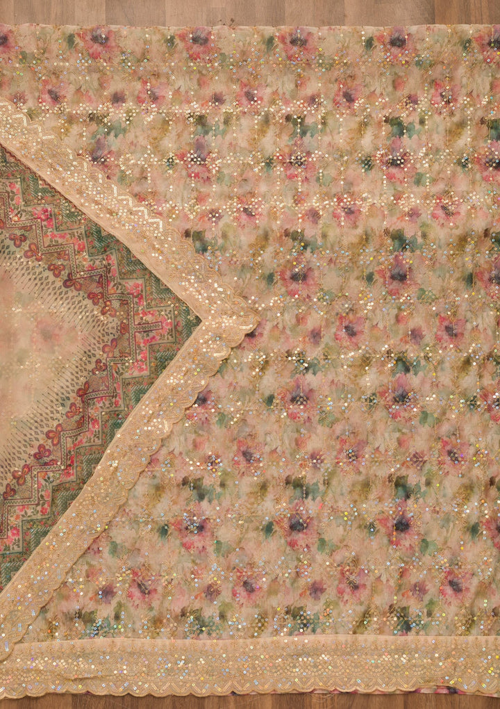 Gold Sequins Tissue Unstitched Salwar Suit-Koskii