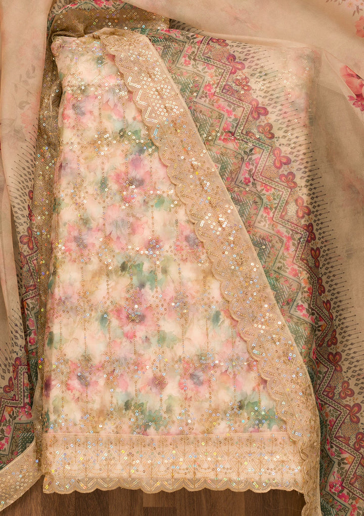 Gold Sequins Tissue Unstitched Salwar Suit-Koskii