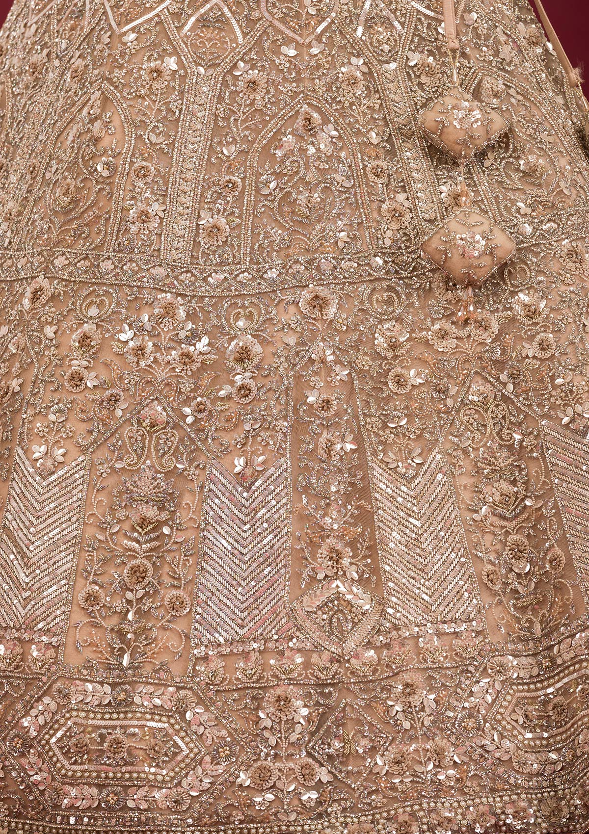 Gold Stonework Net Readymade Lehenga-Koskii