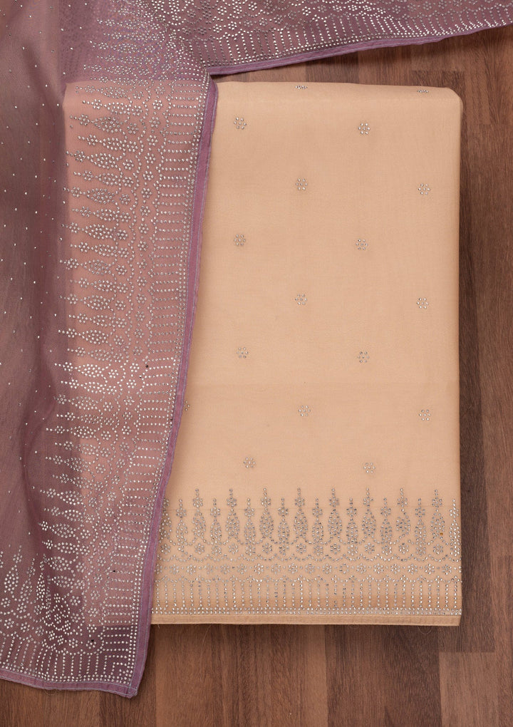 Gold Swarovski Tissue Unstitched Salwar Suit-Koskii