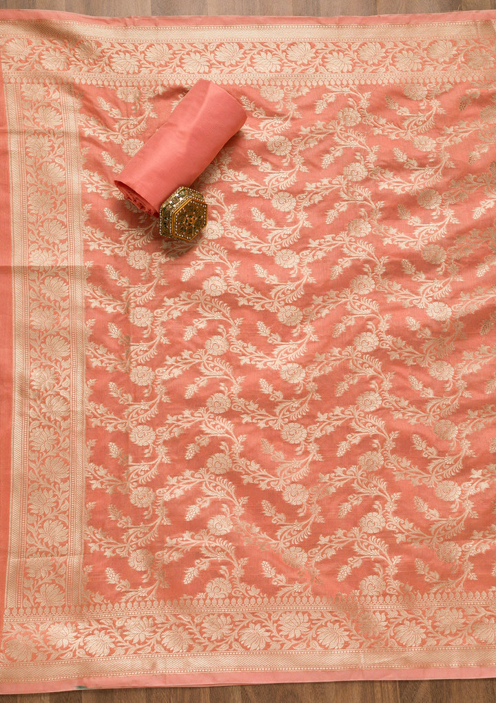 Gold Zariwork Banarasi Unstitched Salwar Suit-Koskii