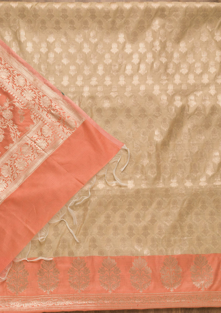 Gold Zariwork Banarasi Unstitched Salwar Suit-Koskii