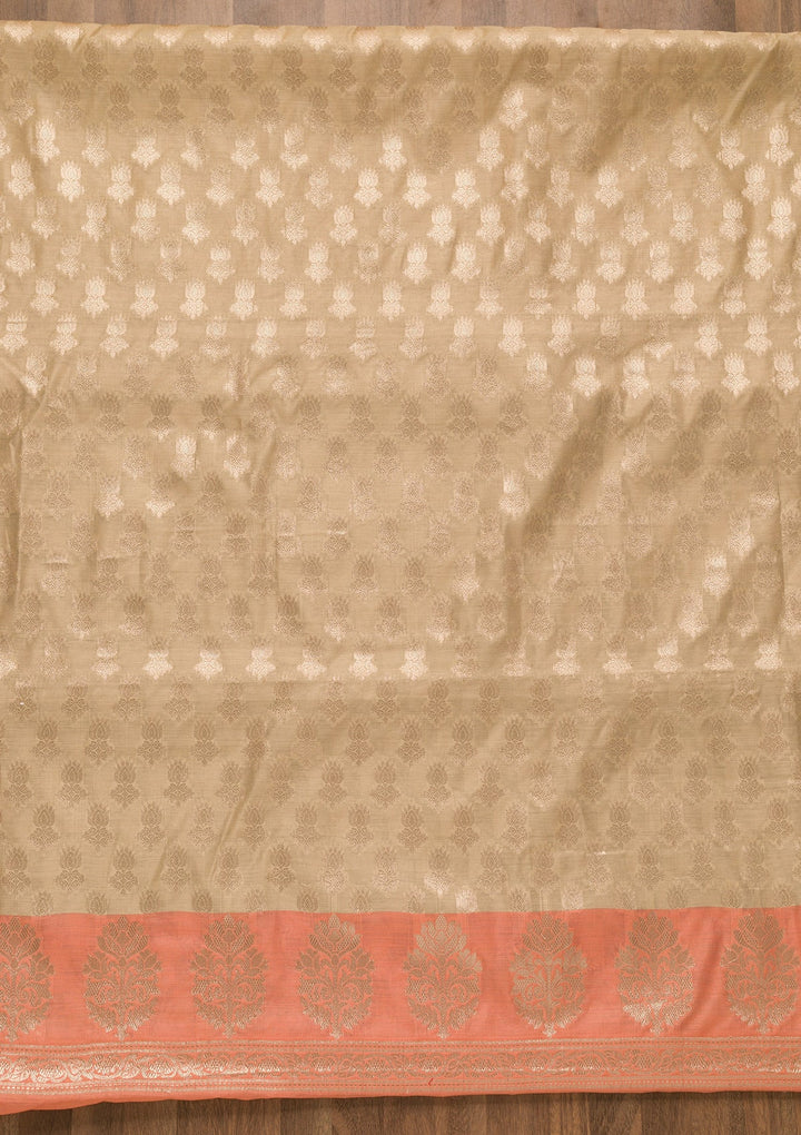 Gold Zariwork Banarasi Unstitched Salwar Suit-Koskii