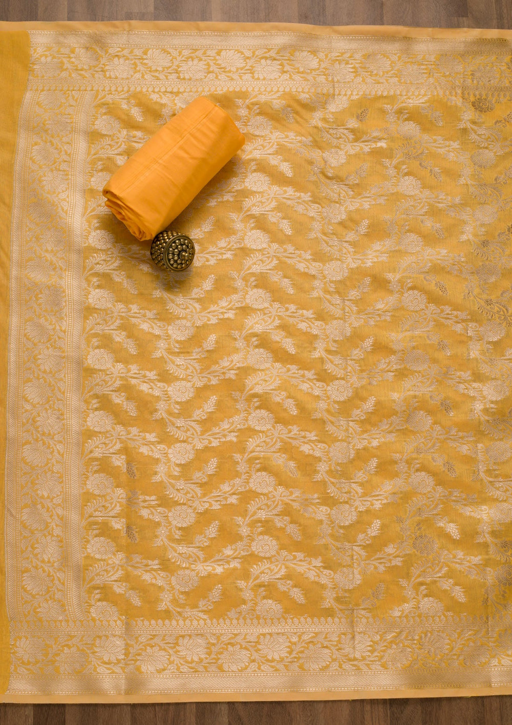 Gold Zariwork Banarasi Unstitched Salwar Suit-Koskii