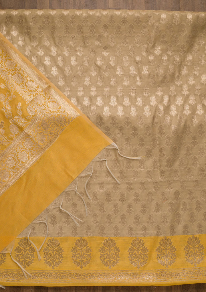Gold Zariwork Banarasi Unstitched Salwar Suit-Koskii