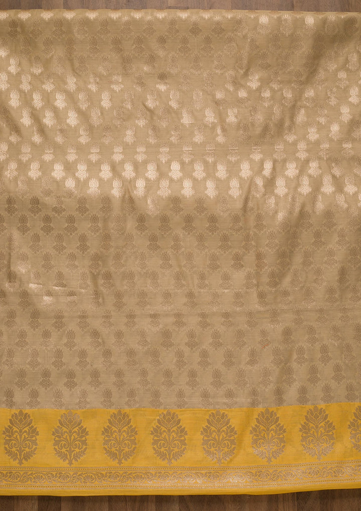 Gold Zariwork Banarasi Unstitched Salwar Suit-Koskii