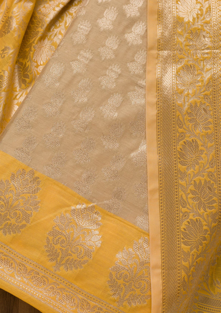 Gold Zariwork Banarasi Unstitched Salwar Suit-Koskii