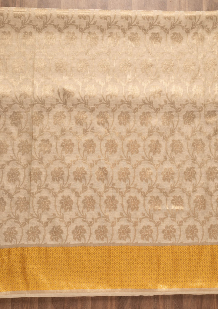 Gold Zariwork Brocade Unstitched Salwar Kameez-Koskii