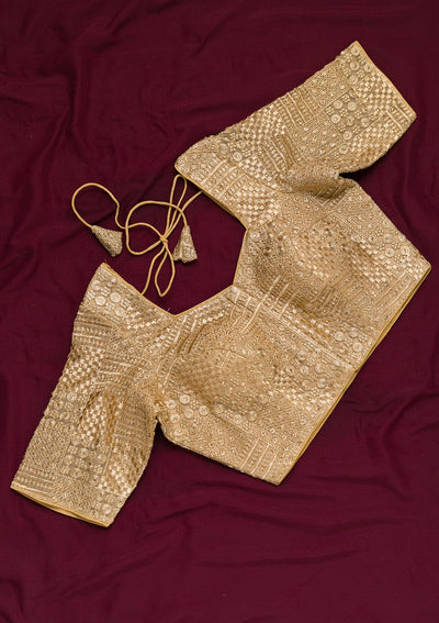 Gold Zariwork Net Blouse-Koskii