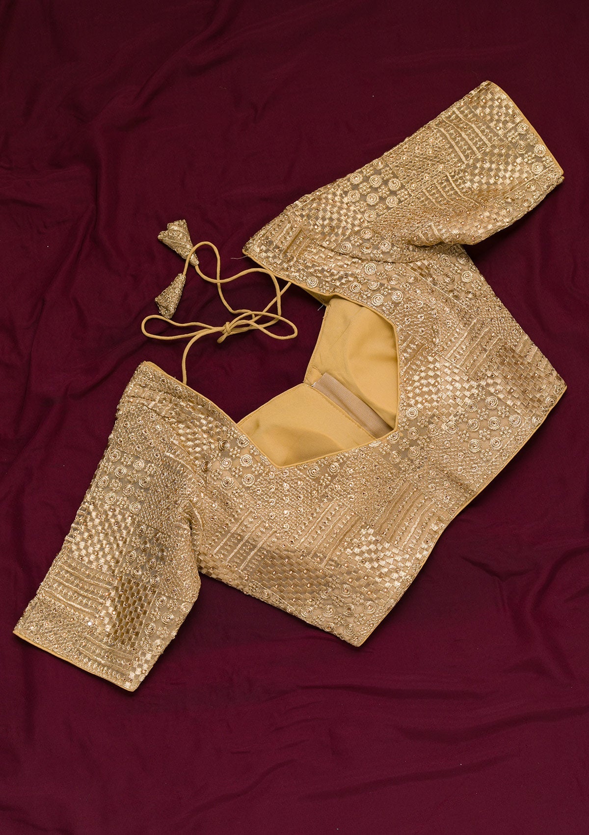 Gold Zariwork Net Blouse-Koskii